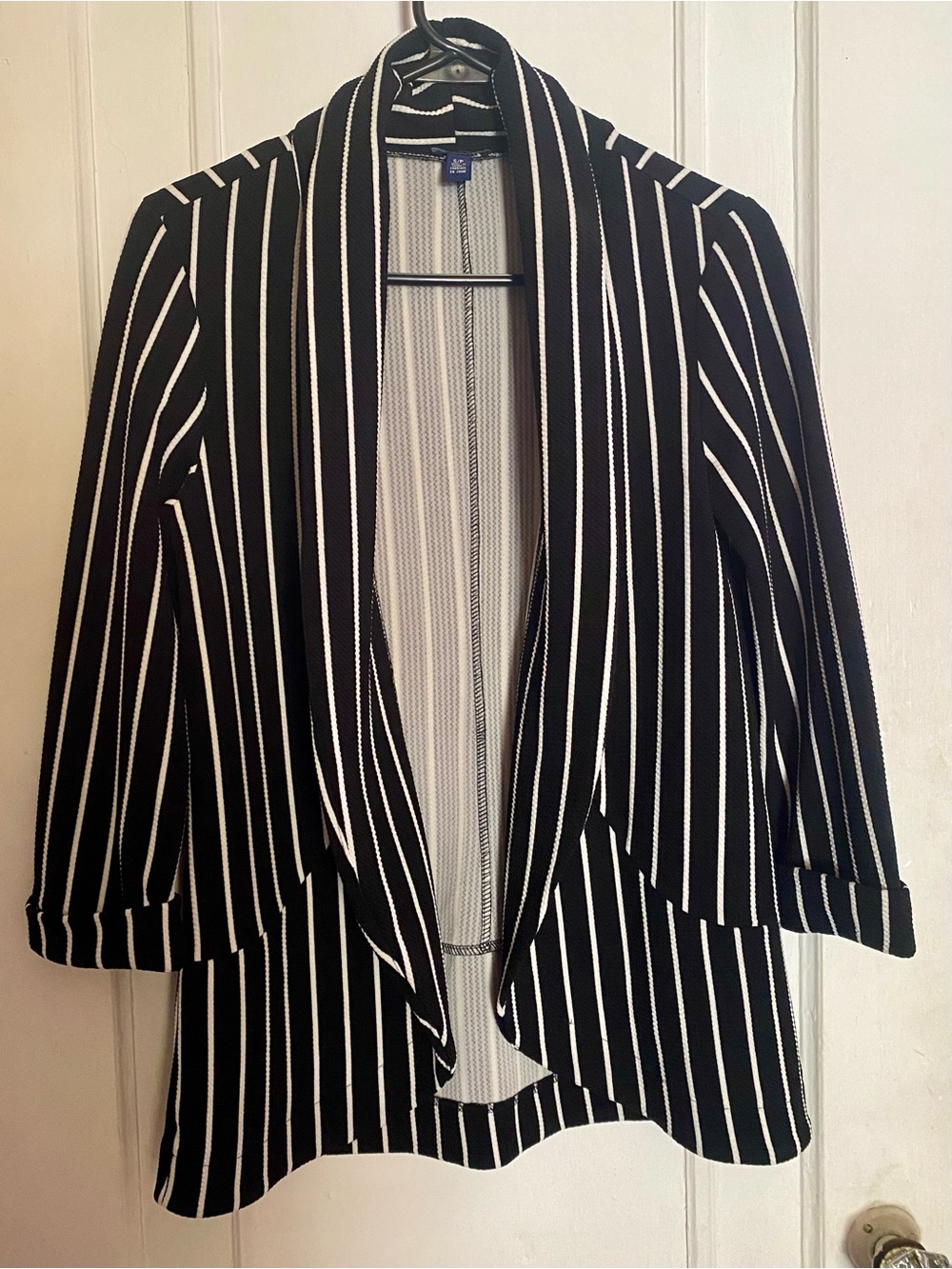 Pinstripe Open Front Blazer Jacket